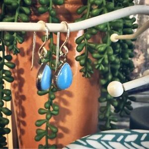 TURQUOISE AND STERLING DANGLE EARRINGS